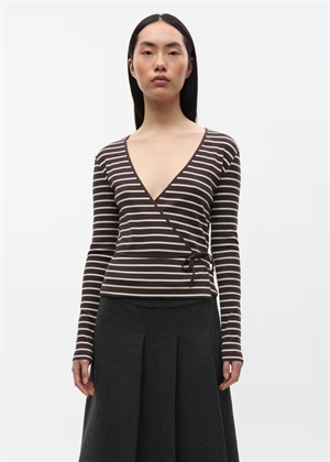 Enally ls v-n stripe bluse 7262 Moonstruck/Chocolate Envii 